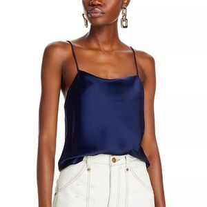 NWT Alice and Olivia Navy Harmon Drapey Silk Tank, size XS